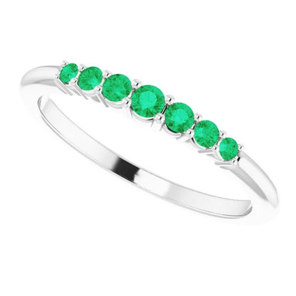 Band Wedding Band 1 Carat Round Columbian Green Emeralds Women Jewelry