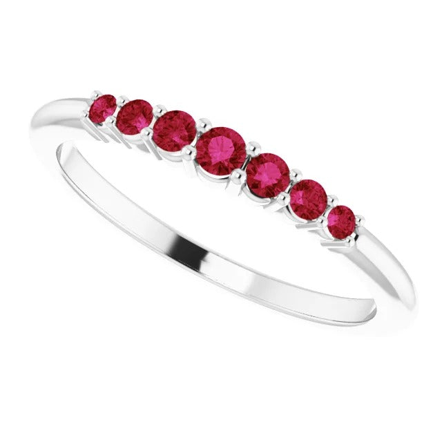 Gemstone Ring Ruby Stones Ring F Vs1 White Gold 14K
