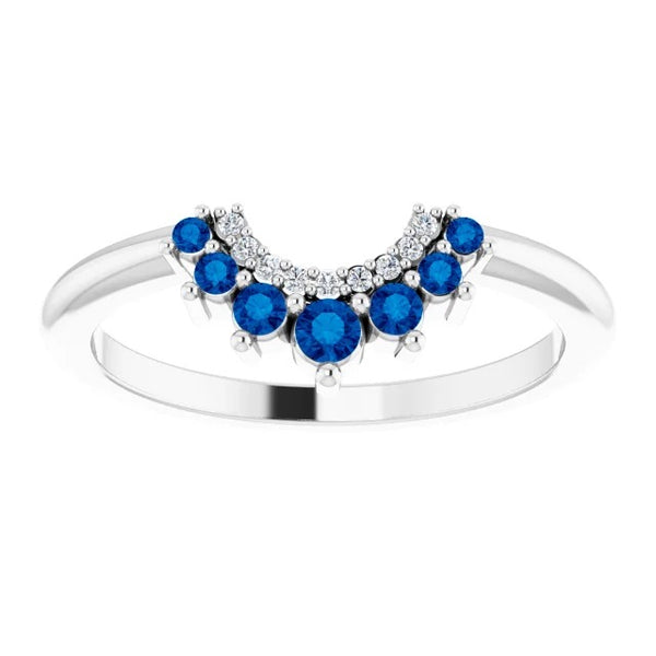 Gemstone Ring Diamond Wedding Band Blue Sapphires
