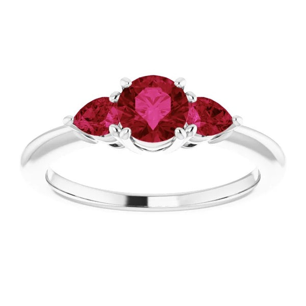 Best Quality 3 Stone Ruby Prong Setting Ladies Jewelry Gemstone Ring