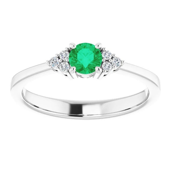 Fancy  Columbian Green Emerald Diamond Accented Women Jewelry Gemstone Ring