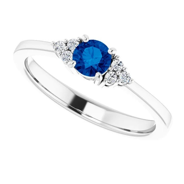 Gemstone Ring Diamond Ring 1 Carat Prong Setting Blue Sapphire Women Jewelry