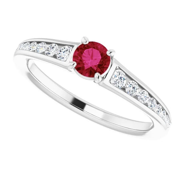Best Quality  Burma Ruby Diamond Accented White Gold  Jewelry Gemstone Ring