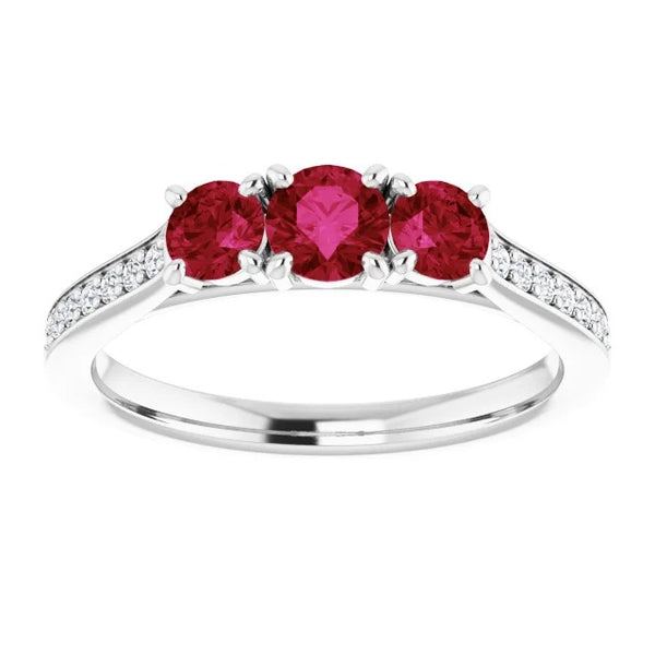 New Stylish  Burma Ruby Diamond Accented  White Gold New Gemstone Ring