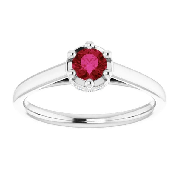 Round Ruby Ring White Gold New Style  Prong Style Gemstone Ring Gemstone Ring