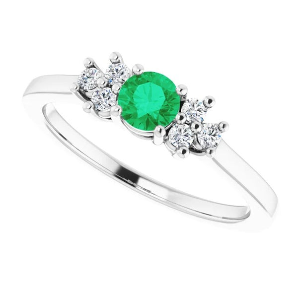 New Amazing  Solitaire Round Green Emerald 