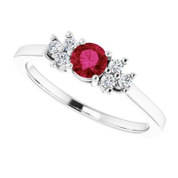 Gemstone Ring Solitaire Round Ruby Stone Ring 