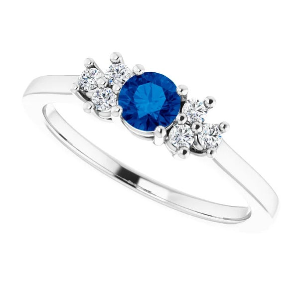 Amazing Style Gemstone Ring Solitaire Round Blue Sapphire Stone  Ring