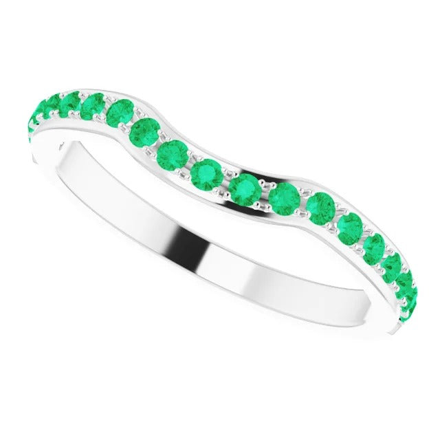 Band Band 1.90 Carats Prong Setting Columbian Green Emerald Women Jewelry