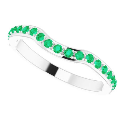 Band Band 1.90 Carats Prong Setting Columbian Green Emerald Women Jewelry