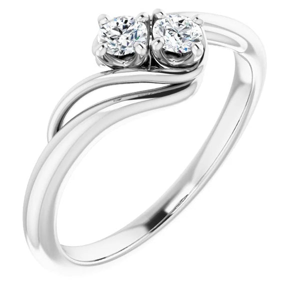 Engagement Ring 1 Carat Diamond Engagement Ring Bypass Shank Setting White Gold 14K
