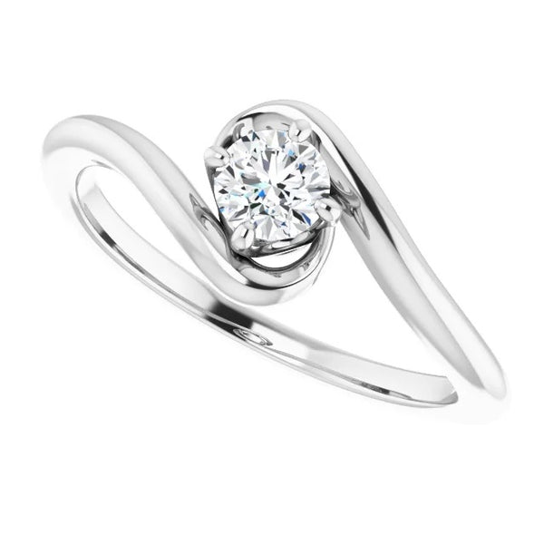 Engagement Ring 1 Carat Freeform Diamond Engagement Ring White Gold 14K Jewelry