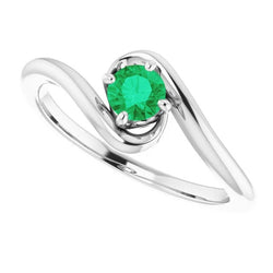 Natural Real ( Not Lab Grown )  Solitaire Ring 1.50 Carats Colombian Green Emerald Twisted Style