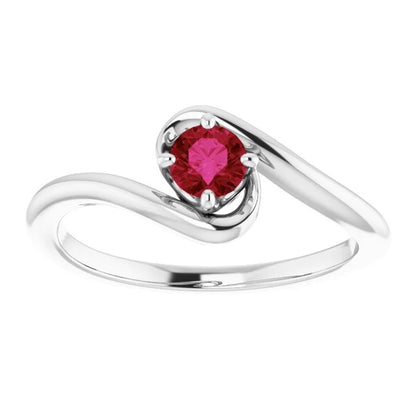 Ladies Style Ruby Stone Ring 4 Prong Setting White Gold Gemstone Ring