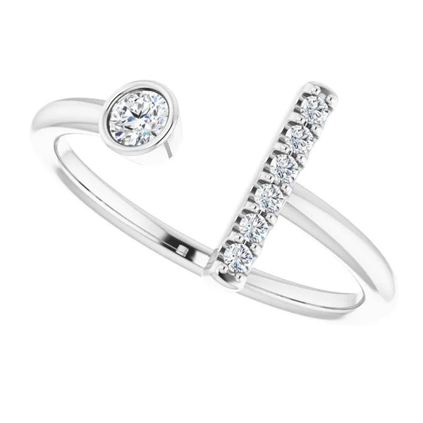 Engagement Ring Diamond Bar Ring 0.48 Carats Women Jewelry