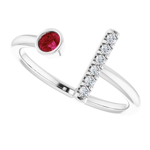 Gemstone Ring Diamond Ring Bar Style 