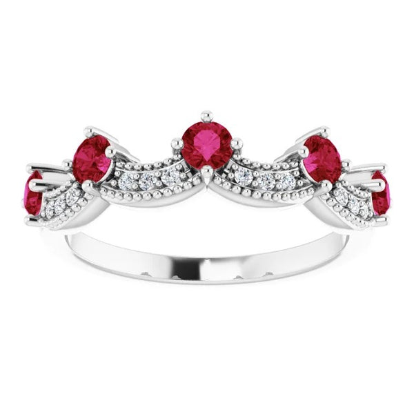 Antique Style Ruby Stone Ring White Gold New  Gemstone Ring Gemstone Ring