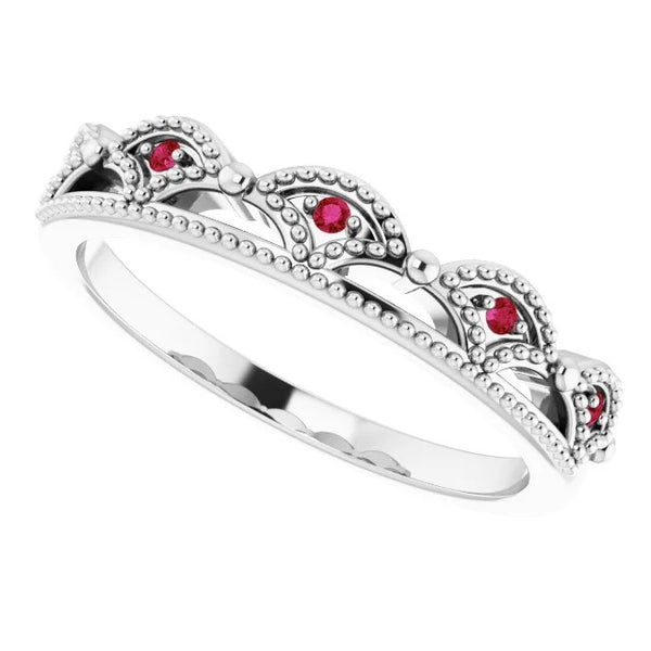 Gemstone Ring Wedding Aniversary Band 0.50 Carats Antique Style Ruby Women Jewelry