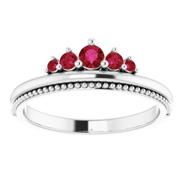   New Five Stone Ring Ruby White Gold  Gemstone Ring Gemstone Ring