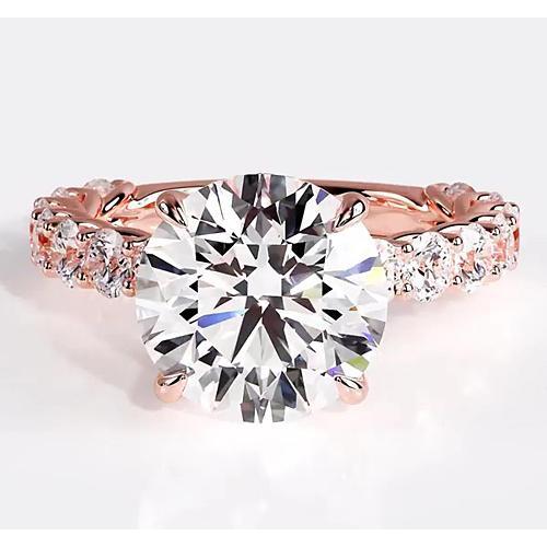 Lab Grown Diamond Engagement Ring 6.40 Carats Rose Gold Women Jewelry
