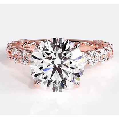 Lab Grown Diamond Engagement Ring 6.40 Carats Rose Gold Women Jewelry