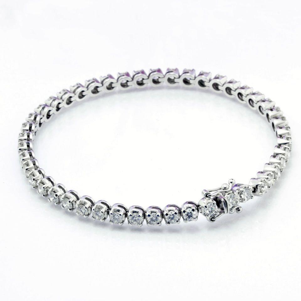 Lab Grown Diamond Ladies Tennis Bracelet 7.40 Carat Round Cut White Gold