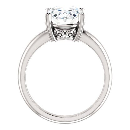 Lab Grown Diamond Solitaire Ring 4 Carats Double Claw Prong Setting Jewelry  