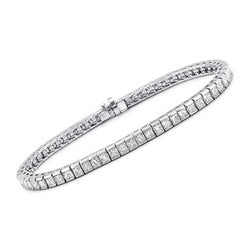 Natural Diamond Tennis Bracelet 9 Carats White Gold Women Jewelry