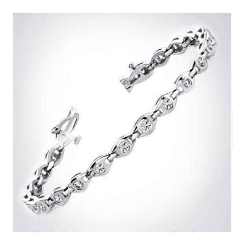 Lab Grown Diamond Tennis Bracelet White Gold Jewelry 3.30 Carats