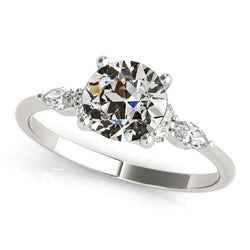 Ladies 14K Gold Marquise & Round Old Miner Genuine Natural Earth Mined Diamond Ring 3.25 Carats