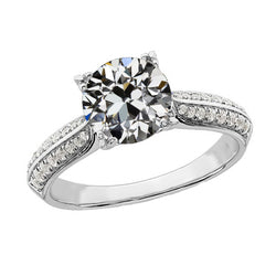 Ladies Anniversary Ring Old Cut Natural Earth Mined Diamond Double Row Accents 4 Carats