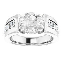 Genuine   Ladies Anniversary Ring Oval Old Cut Diamond Prong Set 6.25 Carats