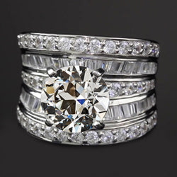 Ladies Baguette & Old Cut Natural Earth Mined Diamond Fancy Wedding Ring 5.50 Carats
