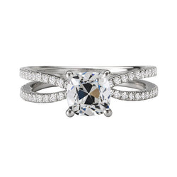 Ladies Cushion Old Miner Natural Earth Mined Diamond Ring Pave Split Shank 6 Carats