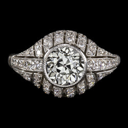 Real  Ladies Diamond Fancy Ring Old Cut Bezel Set 3.75 Carats Milgrain Gold