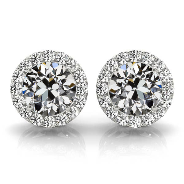 Ladies Diamond Halo Stud 7.25 Ct Old Cut Jewelry Earrings 