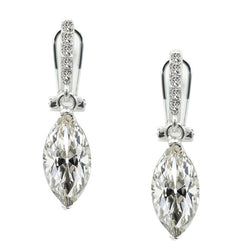 Ladies Mined Diamond Marquise & Round Old Cut Drop Earrings 4.50 Carats