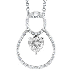 Ladies Natural Earth Mined Diamond Pendant Round & Heart Old Cut 3.50 Carats