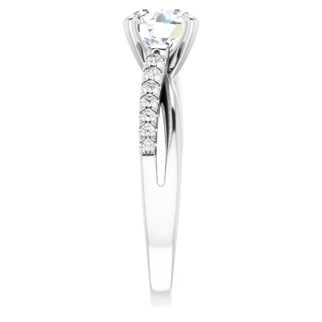  White Elegant Woman's Solitaire Ring with Accents Diamond 