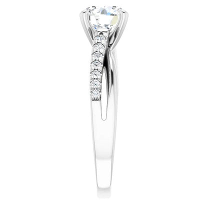  White Elegant Woman's Solitaire Ring with Accents Diamond 