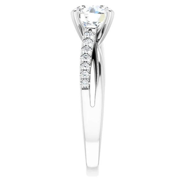  White Elegant Woman's Solitaire Ring with Accents Diamond 