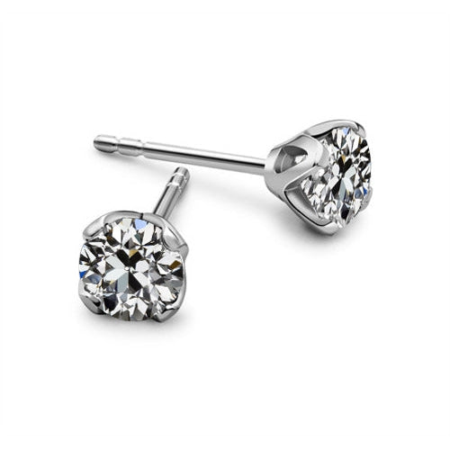 natural round diamond 2ct earring front view
