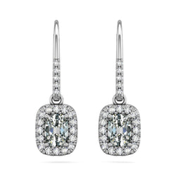 Ladies Drop Earrings 5.25 Carats Halo Old Cut Oval Diamond