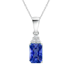 Ladies Fancy Pendant Radiant Sri Lankan Sapphire & Natural Earth Mined Diamond 1.75 Carats