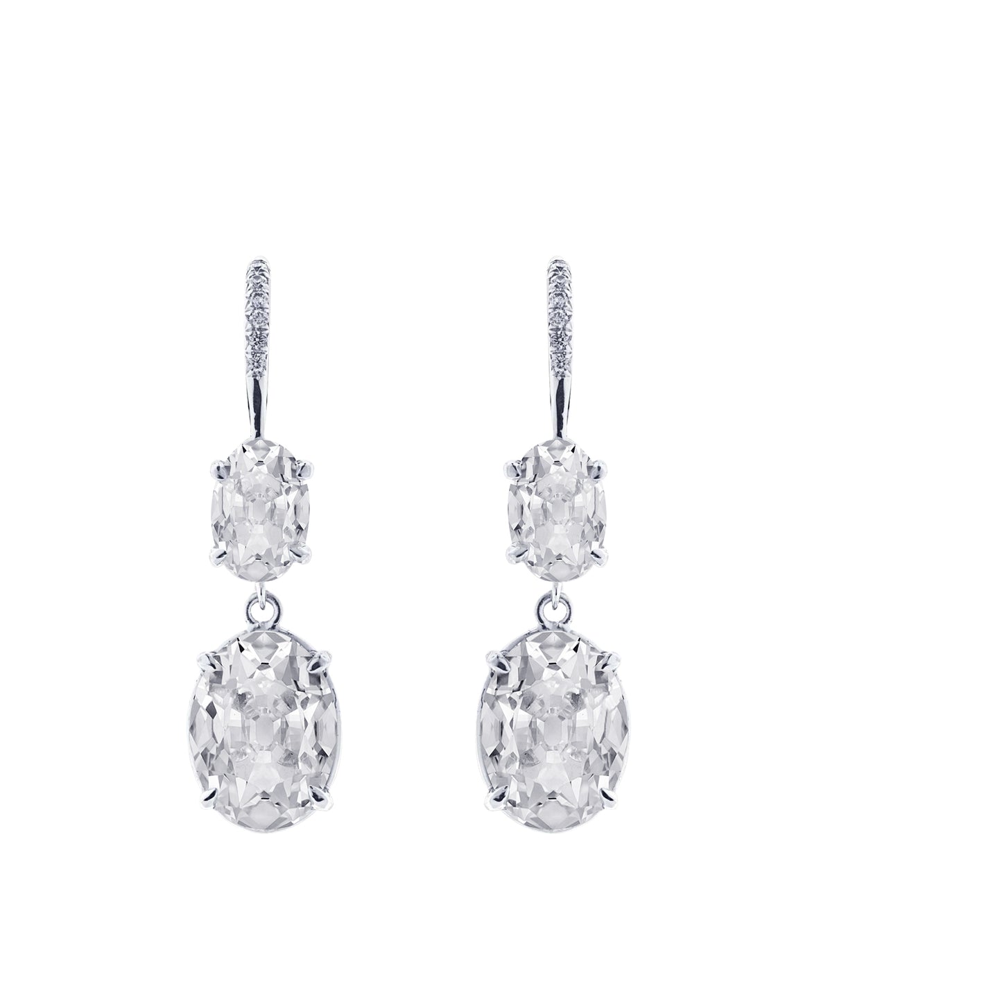 Diamond Dangle Earrings Oval Shape Old Miner