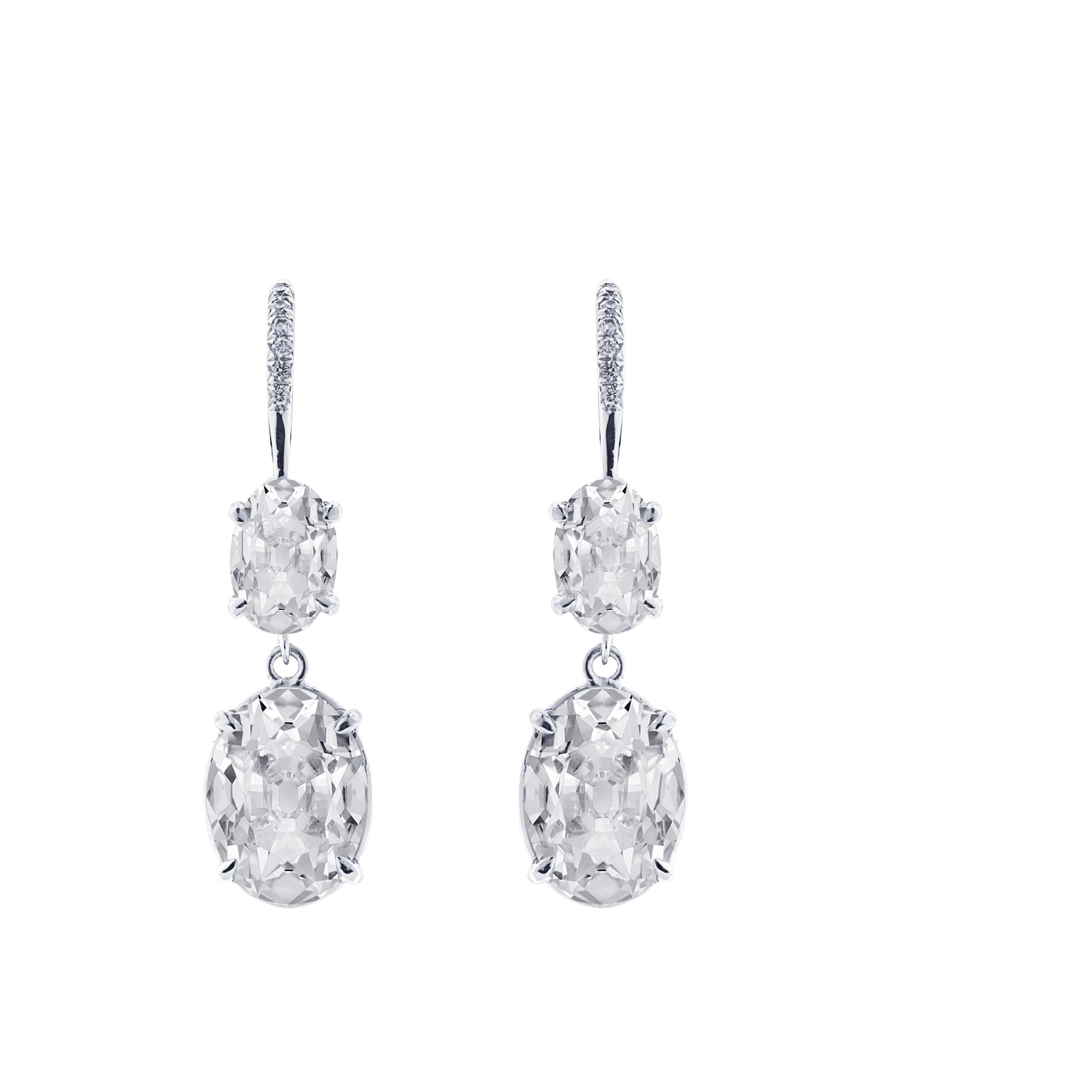 Diamond Dangle Earrings Oval Shape Old Miner