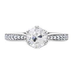 Ladies Gold Wedding Ring 2 Carats Old Mine Cut Diamond Jewelry 14K