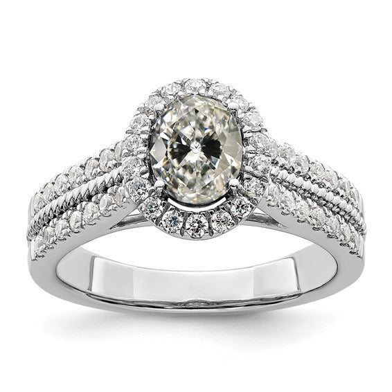 Ladies Halo Engagement Ring Oval Old Miner