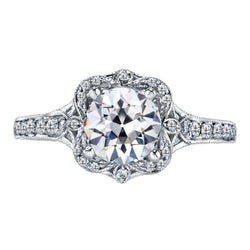 Ladies Halo Old Mine Cut Anniversary Diamond Ring 3 Carats