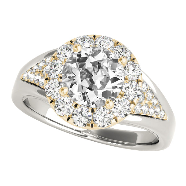 Halo Old Miner Diamond Engagement Ring Two Tone